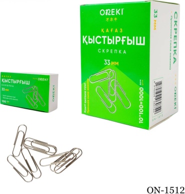 Скрепки 30378715_502195484, 100 шт, 33 мм, серый