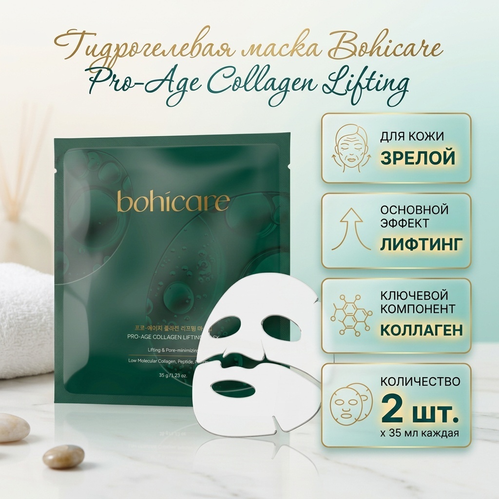 Маска для лица Bohicare гидрогелевая Pro-Age Collagen Lifting 2 шт