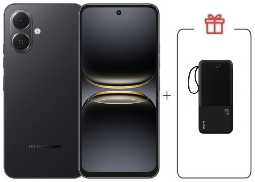 Смартфон TECNO SPARK Go 2 3 ГБ/128 ГБ черный + подарок