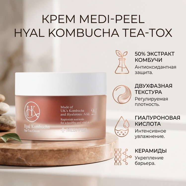 MEDI-PEEL крем Hyal Kombucha Tea-Tox для лица 50 мл
