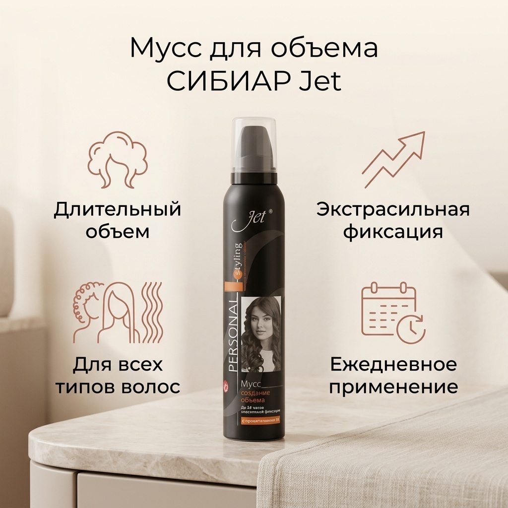 СИБИАР Jet Создание объема мусс экстрасильная фиксация 200 мл