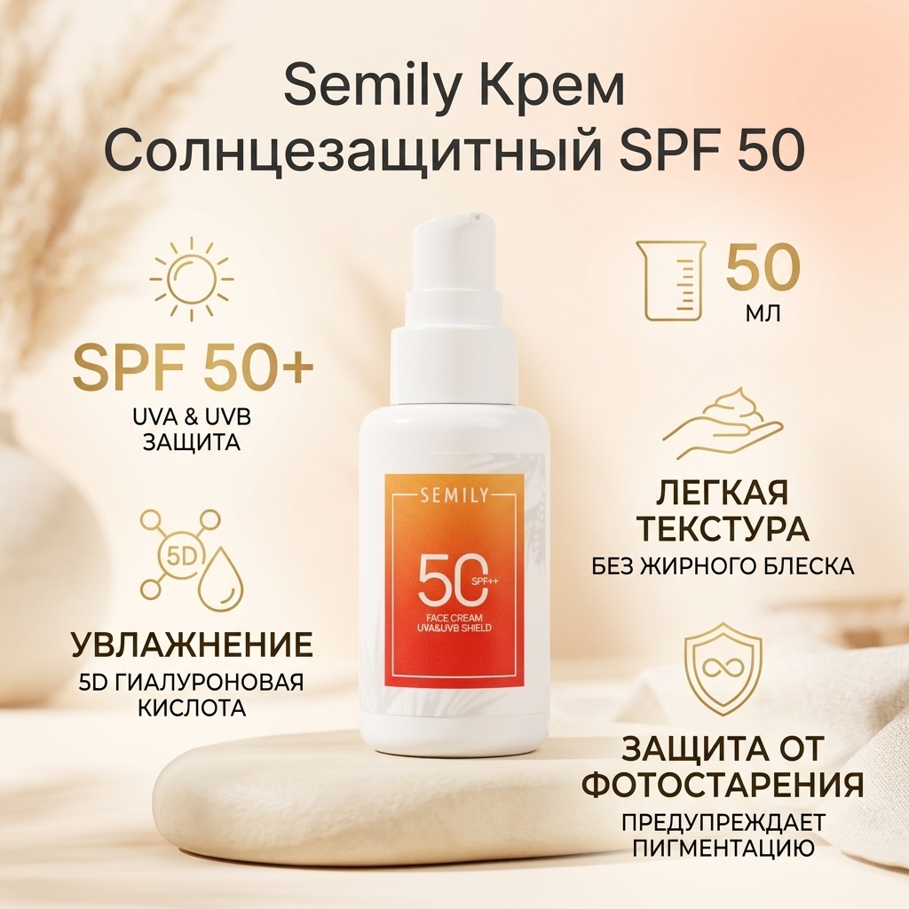 Semily крем солнцезащитный SPF 50 для лица 50 мл