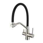 Смеситель с гибким изливом Frap F4374-55, нержавеющая сталь, цвет черный, стальной