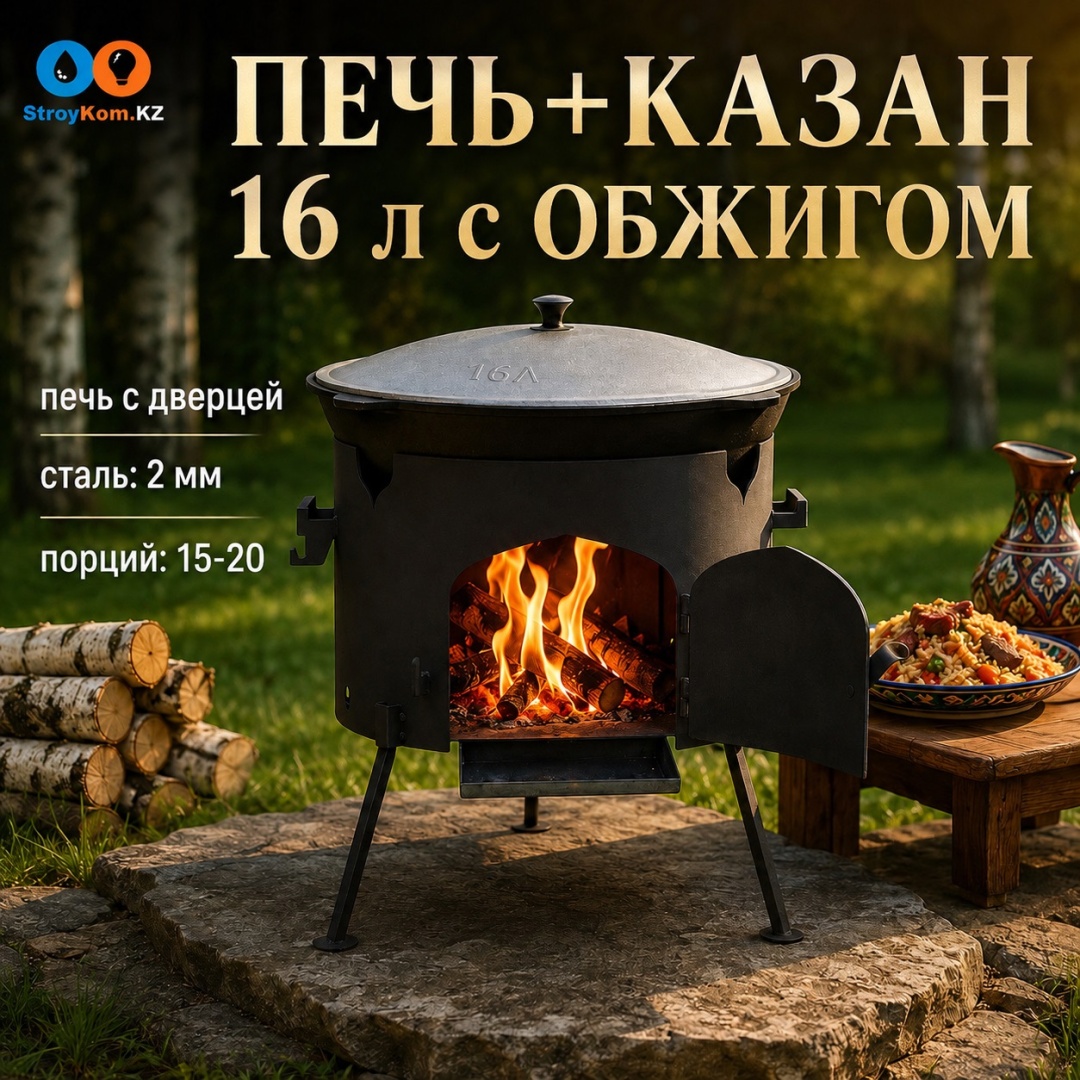 Комплект казан с печкой StroyKom.kz 16 л, чугун