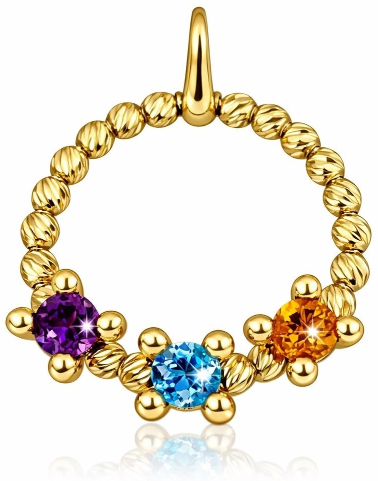 Подвеска Italian Gold 895674 вес 3.76 г золото, аметист, топаз, цитрин