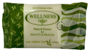 Влажные салфетки WELLNESS Зеленый чай 12 шт