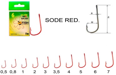 Крючок для рыбалки Крючок FISH SODE-RING RED №4 с ушком одинарный красный 8 шт