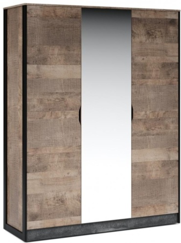 Распашной шкаф DOMA Распашной шкаф LOFT STOK-3Д-161, 161x207х56 см, черный, коричневый