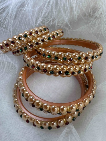 Индийские браслеты AGRA jewelry длина 6 см стразы, пластик, стекло