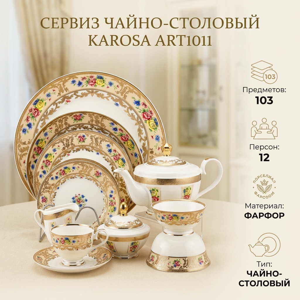Сервиз на 12 персон Karosa , предметов: 103, чайно-столовый, фарфор