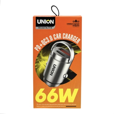 Union Car Charge USB Type-C, USB 66 Вт серебристый