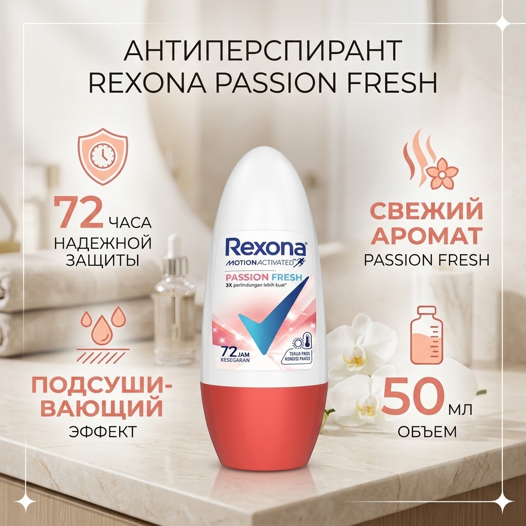 Rexona Passion fresh антиперспирант для женщин 50 мл