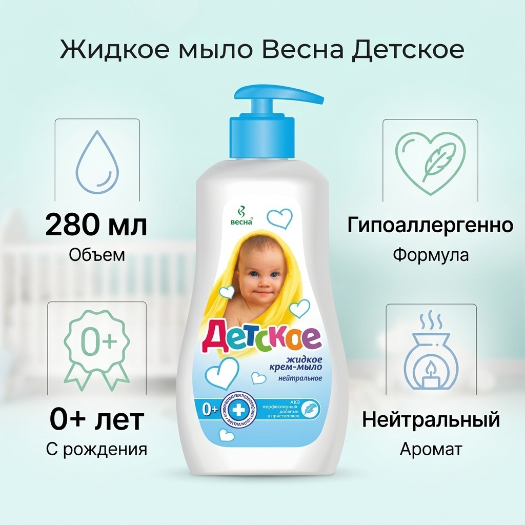 Жидкое мыло детское Весна Детское Нейтральный 1 шт