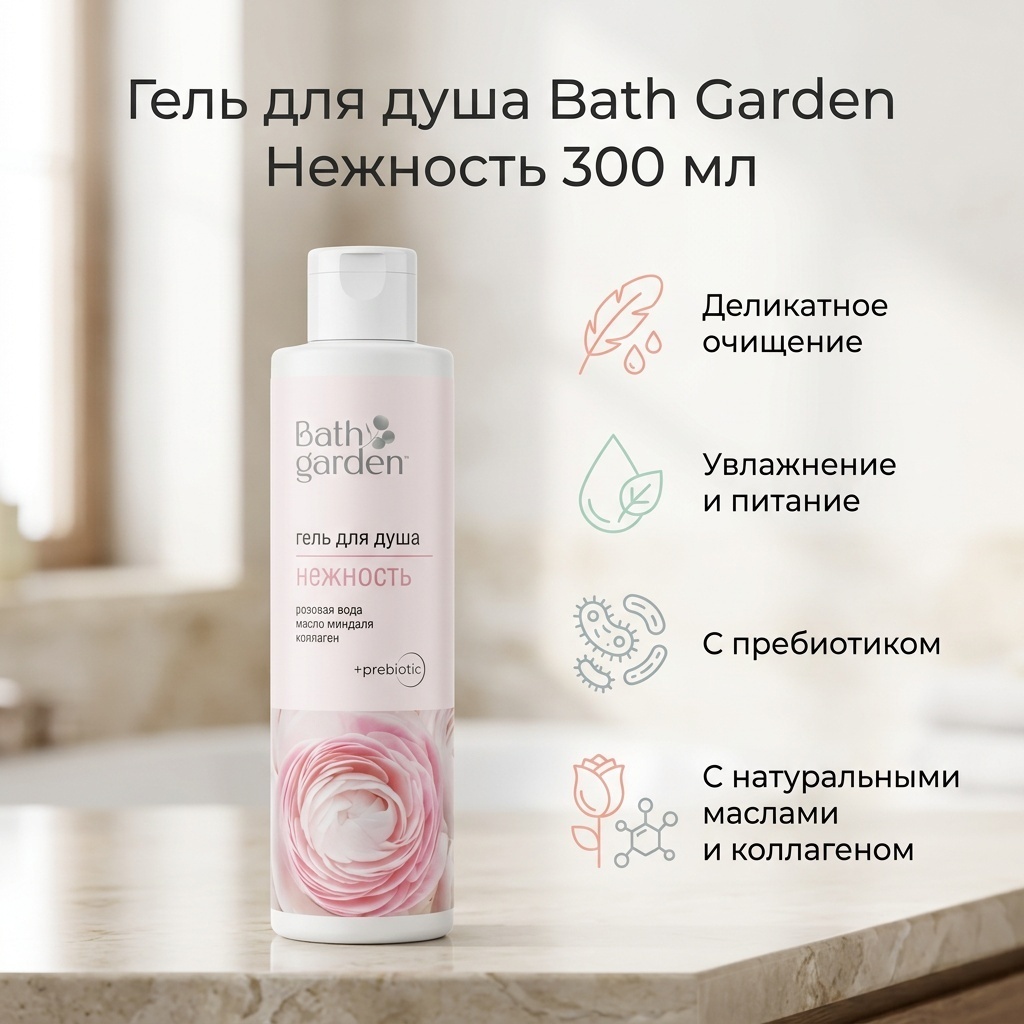 Bath Garden Prebiotic Нежность гель 300 мл