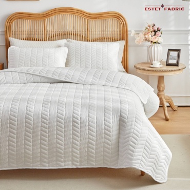 Покрывало с наволочками Estet fabric 230х230 см, полиэстер, белый