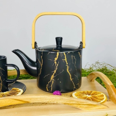 Чайник Lenardi 133-426 0.8 л, фарфор, бамбук