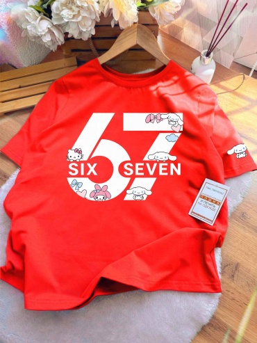Футболка TMH_TREND.KZ 67 six seven белый, красный