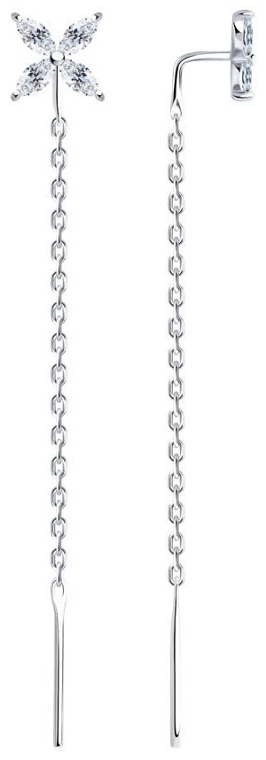Серьги-цепочки SOKOLOV EAR-SO-925-659590 вес 1.05 г серебро, фианит