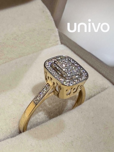 Кольцо UNIVO 17/585/1.9 размер 17 вес 1.95 г золото, фианит