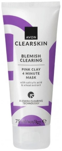 Маска для лица Avon глиняная CLEARSKIN "Для проблемной кожи" с салициловой кислотой и экстрактами зародышей пшеницы 75 мл
