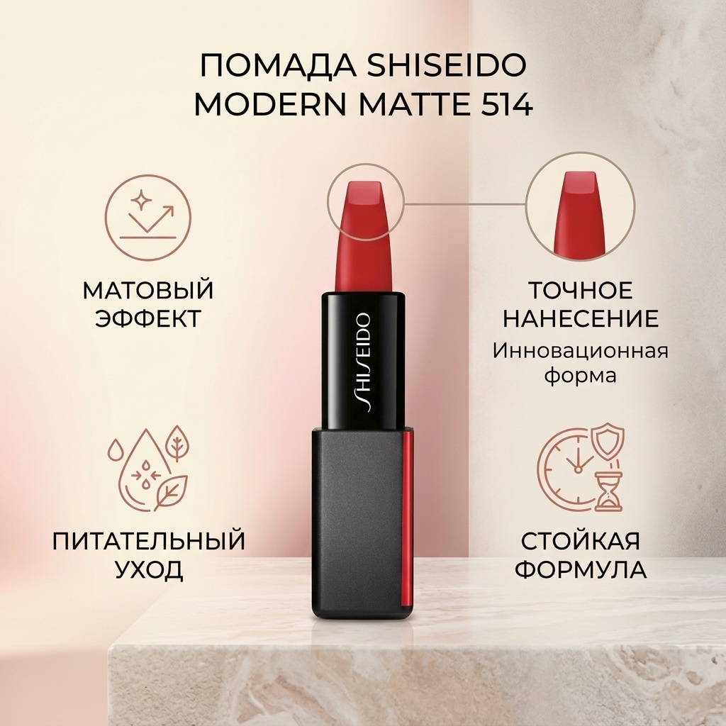 Shiseido Modern Matte помада 514 Hyper red