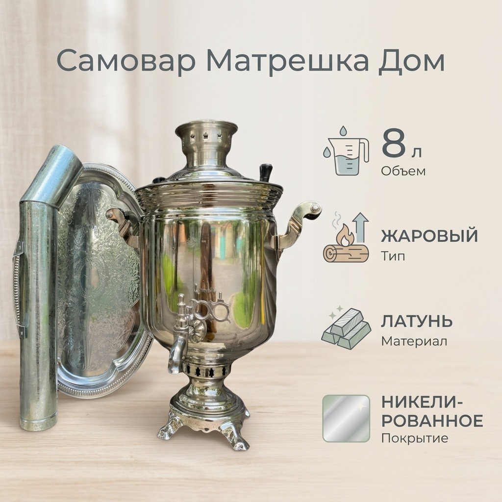 Матрешка Дом самовар 8547845 8 л, латунь