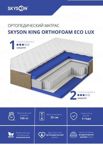 Матрас SkySon King OrthoFoam Eco Lux, 200x200x23 см