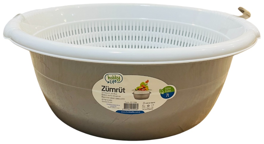 Миска-дуршлаг HOBBY LIFE Zumrut 031086 33 см пластик, 7 л 1 шт