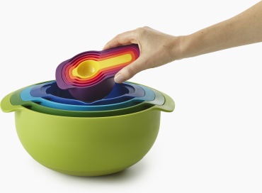 Миска Joseph Joseph 28.5х28.5 см, нержавеющая сталь, пластик, 9 шт