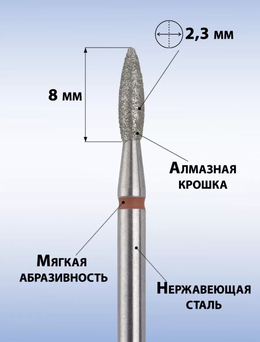Насадка MANITA PROFESSIONAL 023 фреза пламя насечка красная 1 шт