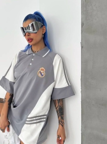 Поло Real Madrid серый, белый