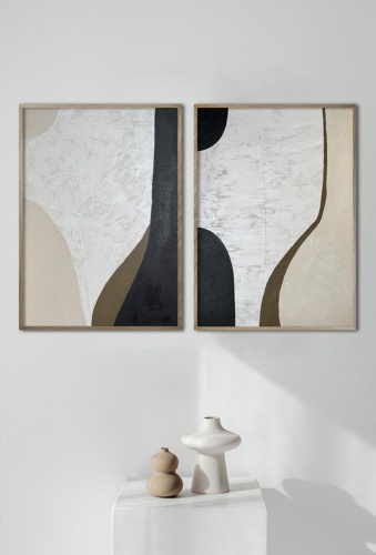 Araystudio.kz картина диптих для интерьера «Текстурные формы» 100x70 см