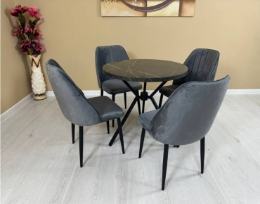 Комплект YassiHome-05, стол 80х80 см + 4 стула, серый