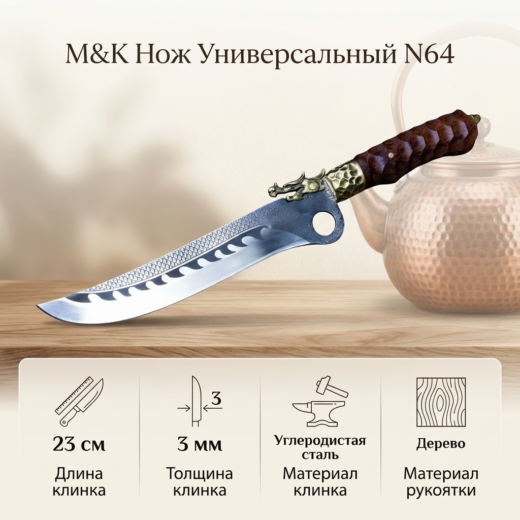 Нож универсальный M&K, лезвие: углеродистая сталь 1 шт