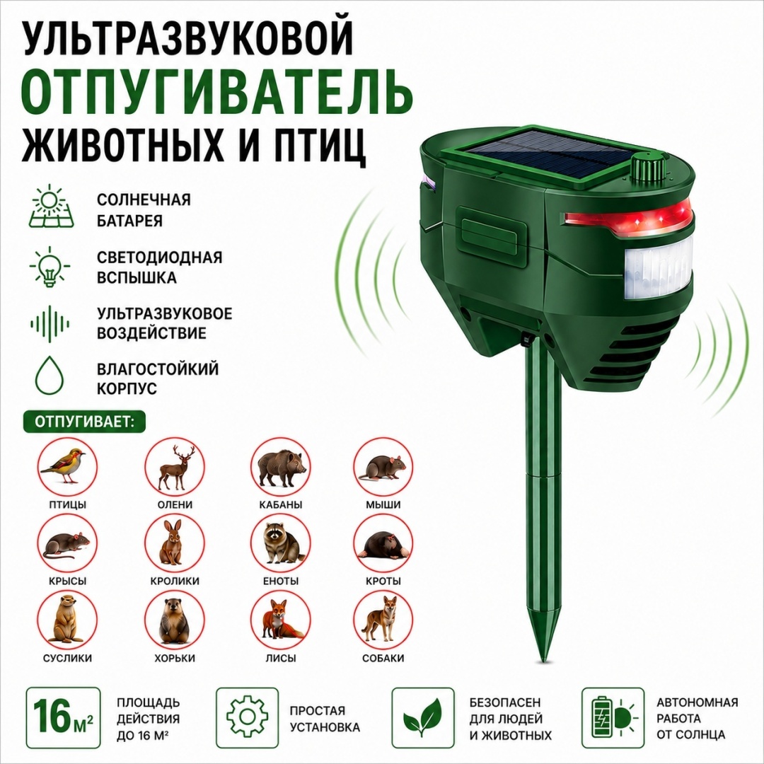 VAC ультразвуковой отпугиватель SJZ668A от грызунов, от кротов, от птиц