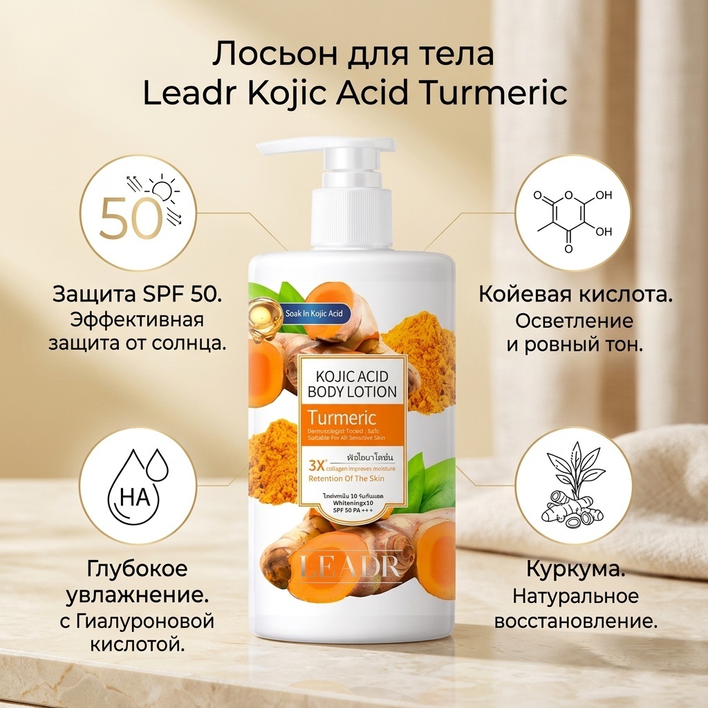 Leadr Kojic Acid Turmeric крем-лосьон для тела 300 мл