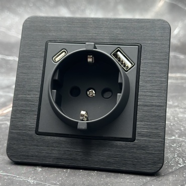 Империя света встраиваемая Aluminum MMB-015 , USB-розетка цвет черный
