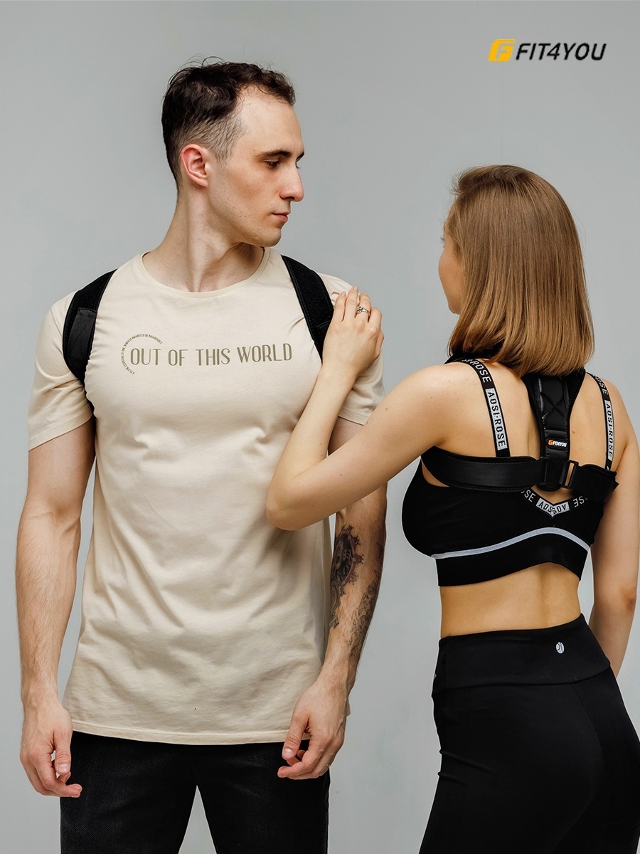 Fit4you Корректор осанки бандаж на грудопоясничный отдел размер универсальный черный