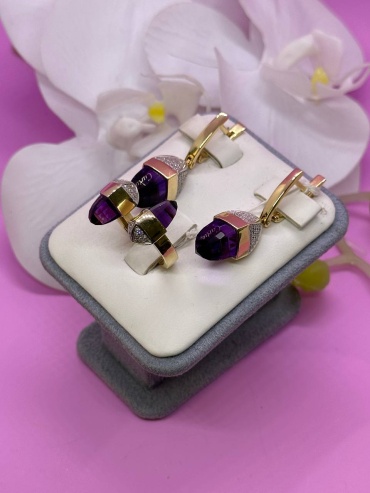SAR JEWELRY A-44-0021_7183_18 вес 16 г золото, бриллиант, аметист