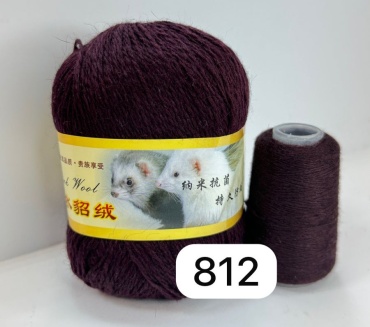 Моток Yellow mink yarn Пух норки 812 темно бордовый бургунди 350 м 50 г