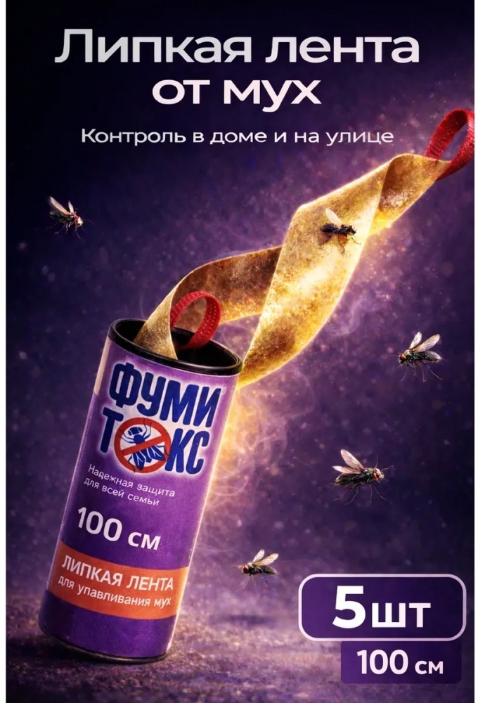 Липкая лента от мух 100 см с аттрактантом 50 г
