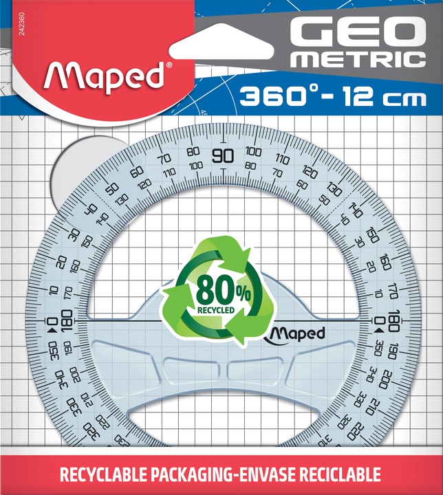 Транспортир Maped 242360, пластик, прозрачный