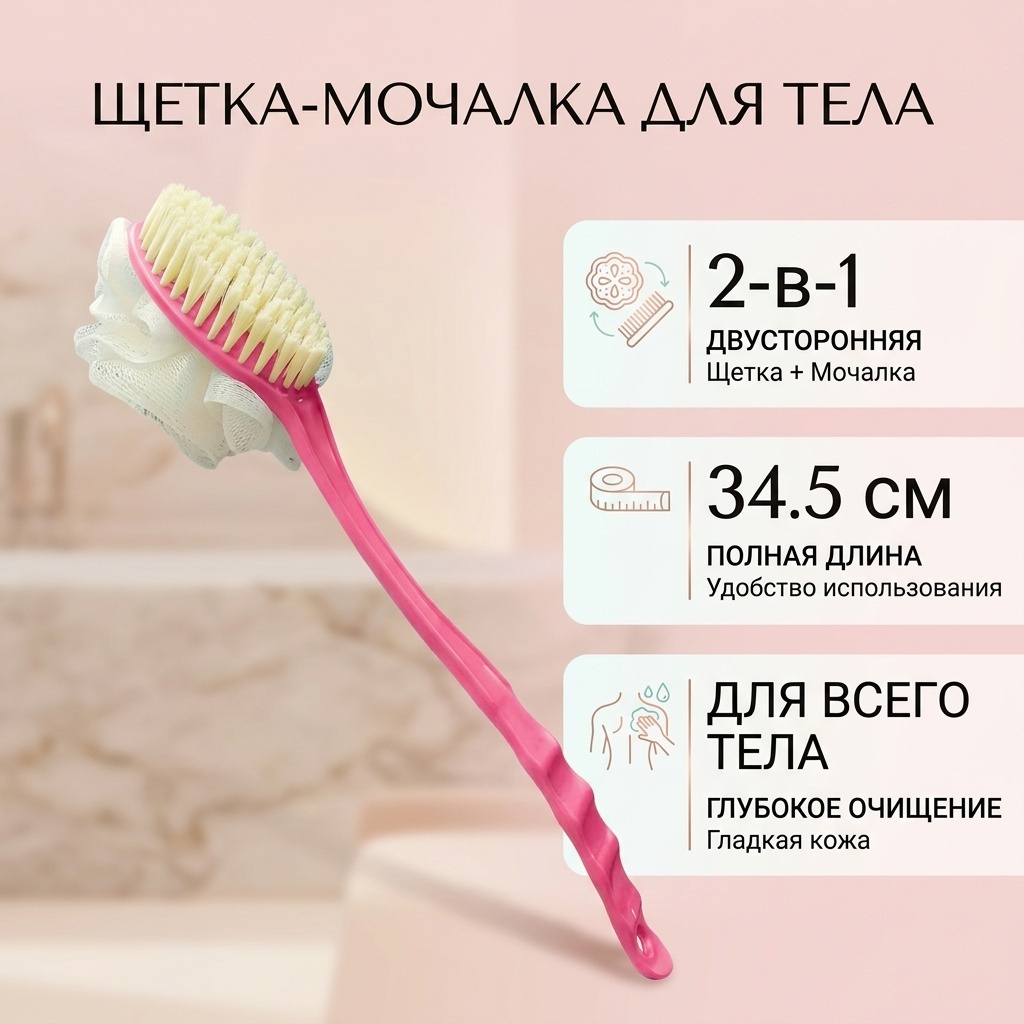 Щетка для тела, для душа розовый 1 шт