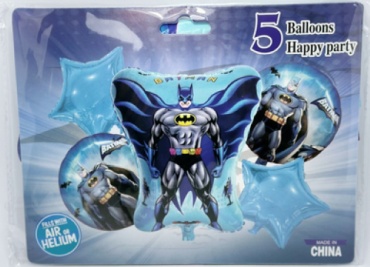 Набор воздушных шаров HABILE Batman 5 шт, черный, синий, голубой