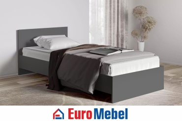 Кровать Euromebel ДНВ, 90, 00066795 односпальная, 90x200 см (без матраса, без подъёмного механизма) темно-серый