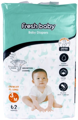 Подгузники Fresh baby M, 62 шт