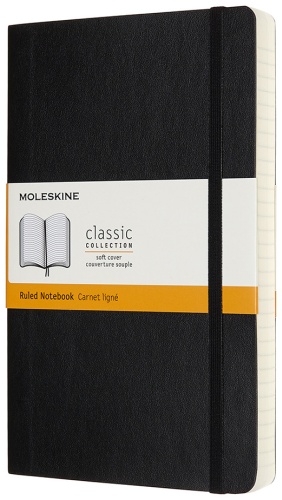 Блокнот Moleskine однотонный, A5, 200 л, черный