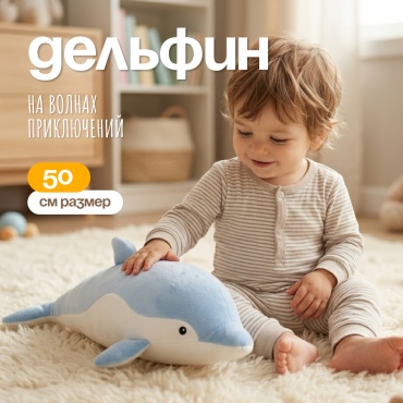 Подушка-игрушка Amanax Дельфин Посейдон, 50 см