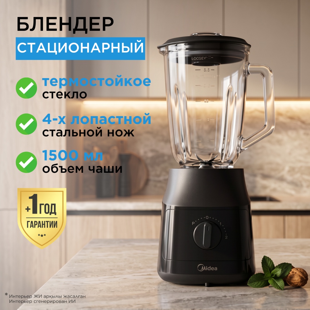 Блендер стационарный Midea MJ-BL6013W4 черный