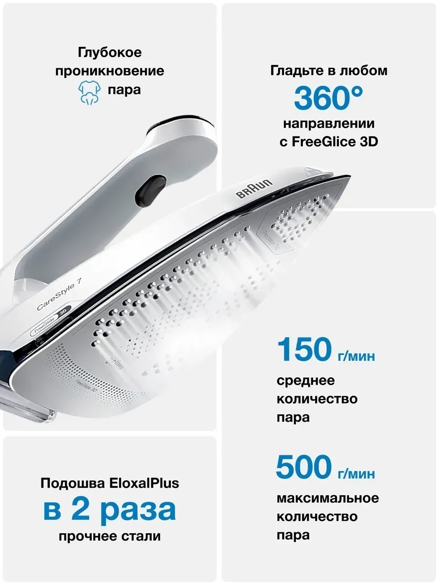 Парогенератор Braun CareStyle 7 IS7262GY белый, серый — фото 3